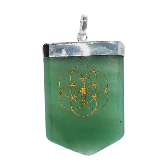 Green Quartz Seed of Life Pendant (on sterling silver chain)
