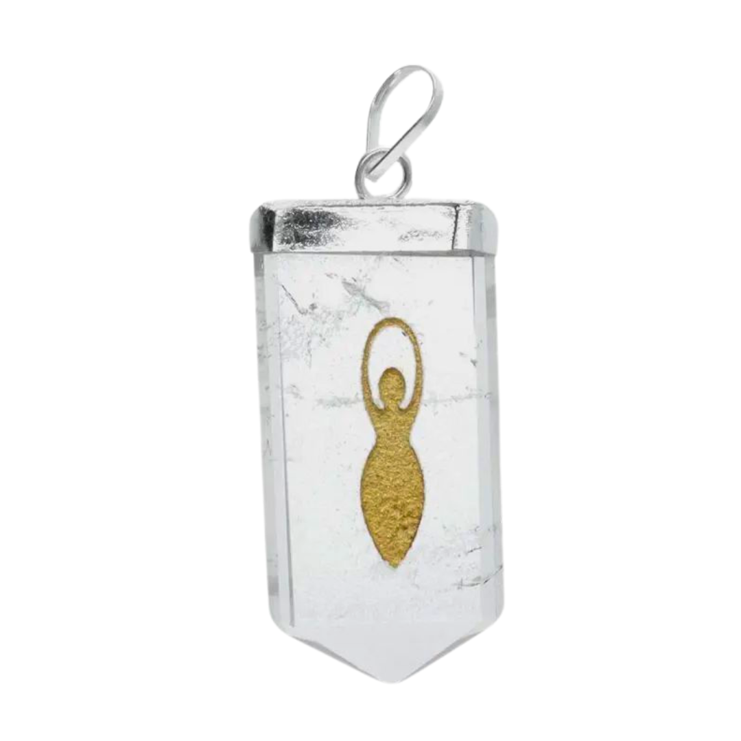 Clear Quartz Mother Earth Pendant (on sterling silver chain)
