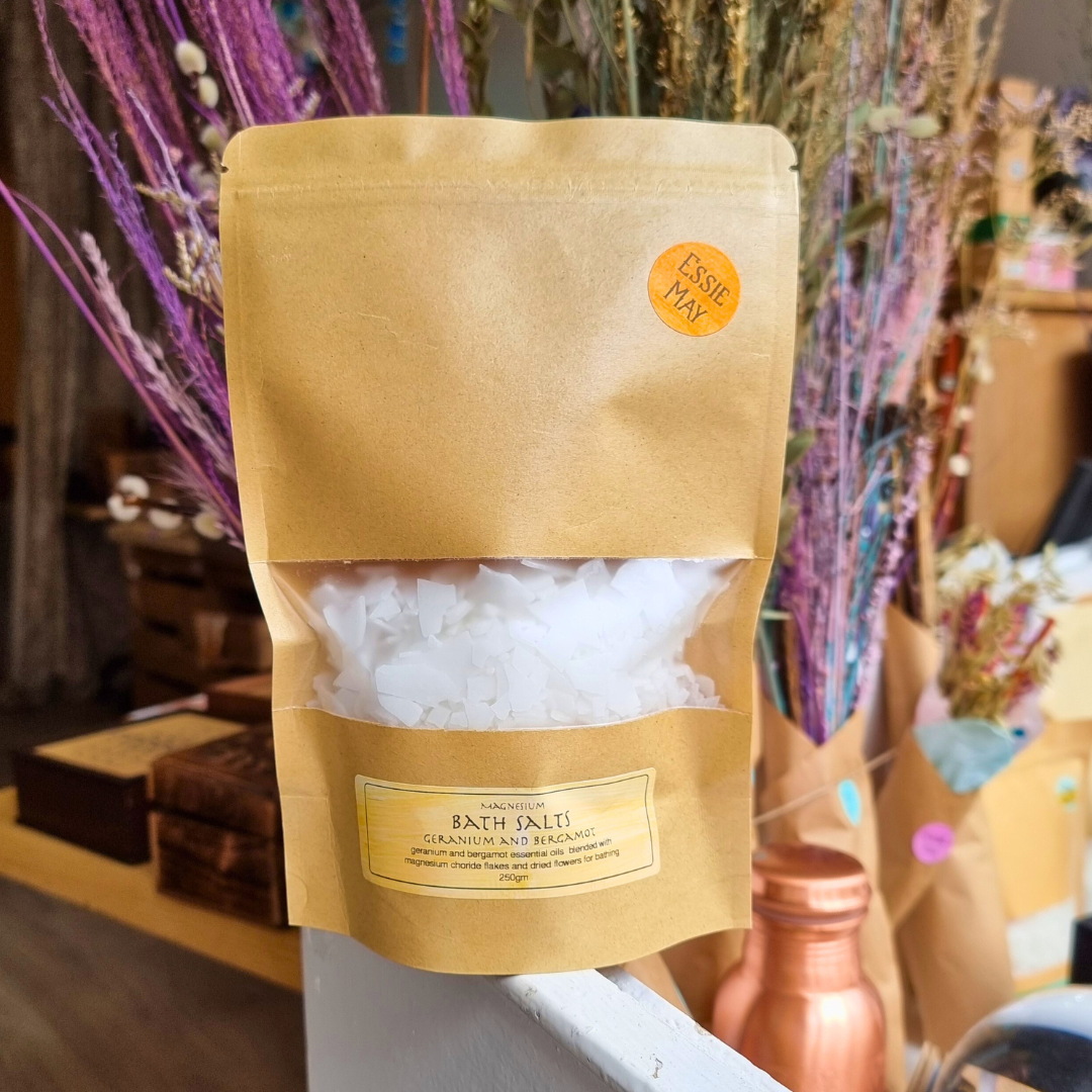 Magnesium Bath Salts Geranium and Bergamot Blend