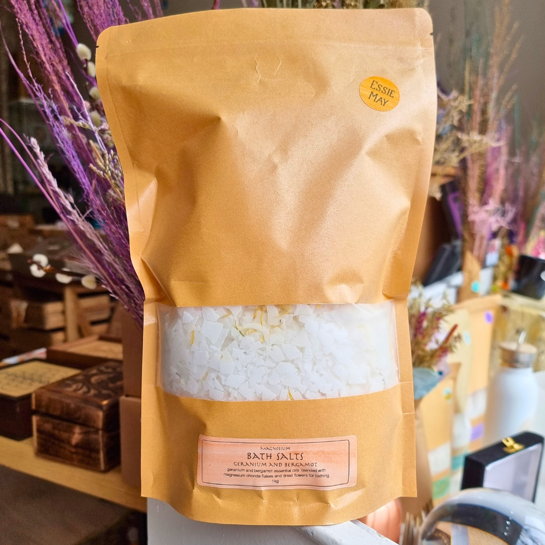 Magnesium Bath Salts Geranium and Bergamot Blend